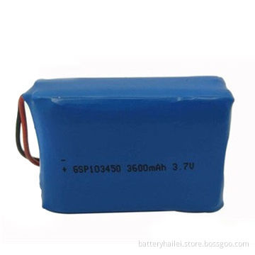 3.7V Lithium Li-ion Polymer Battery Pack, GSP103450 Cells in Series, with 3.7V and 3,600mAh